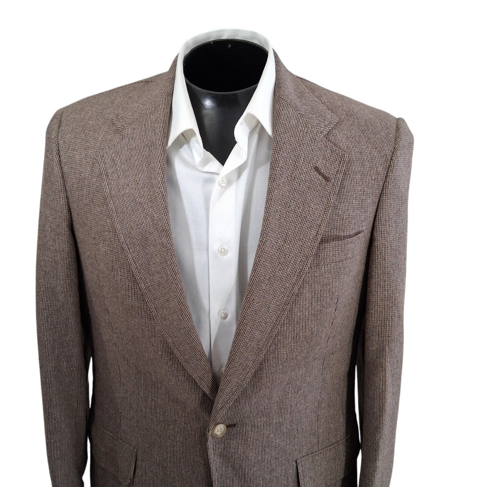 Austin Reed Tweed Sport Coat 42R Brown Classic Pub Crawlers Micro-Check‎ Blazer